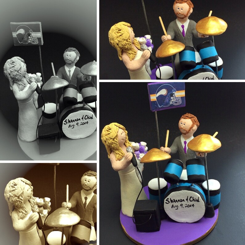 Drumming Groom Wedding Cake Topper, Custom Made Drummers Wedding Cake