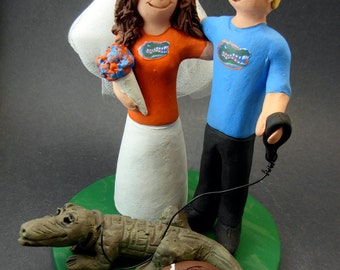 Florida Gators Football Wedding Cake Topper, Florida Gators Wedding Anniversary Gift/Cake Topper, Gators NFL Football Wedding Cake Figurine,