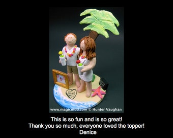 Hawaiian Wedding Cake Topper, Palm Tree Wedding Cake Topper, Tropical Destination Wedding Cake Topper, Honeymoon Trip Wedding Cake Topper