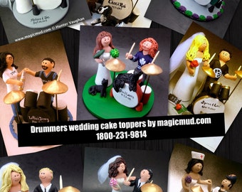 Drumming Groom Wedding Cake Topper, Custom Made Drummers Wedding Cake Topper, Drum Wedding Cake Topper, Wedding Cake Topper for a Drummer