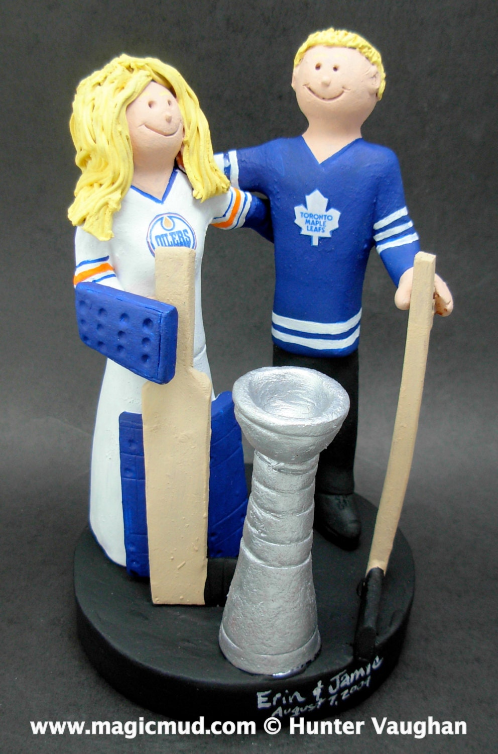 Goalie Bride Hockey Wedding Cake Topper, Edmonton Oilers Wedding Cake