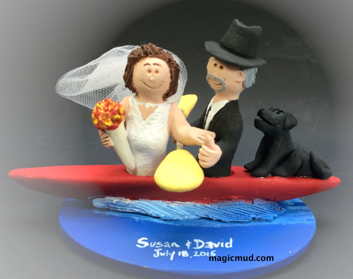 Bride and Groom Kayaking Wedding Cake Topper Custom Made Etsy