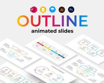 Animowany szablon programu PowerPoint | Szablony infografik z konspektem programu PowerPoint | Szablon prezentacji | Edytowalne slajdy | 500 ikon programu PowerPoint