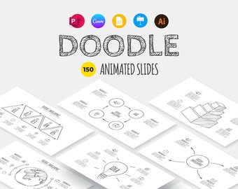 Doodle PowerPoint Template, Canva Template, Animated Infographic, Canva Infographic, Hand Drawn Editable Slides, Keynote and Google Slides