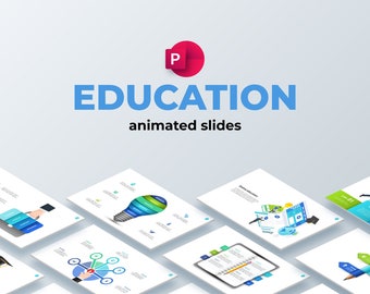Education PowerPoint Infographic Animated Templates | Editable Presentation Slides | Online courses | Isometric illustration | Map and icons
