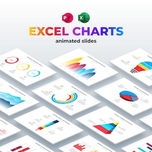 Excel-geanimeerde bewerkbare grafieken Sjablonen PowerPoint presentatie | Infographicdiagrammen | Gegevensstatistiek | 80 presentatiedia's | 500 pictogrammen
