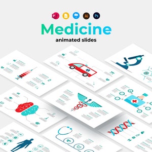 Medical Animated Infographic Templates Presentations for PowerPoint, Google Slides, Keynote, Illustrator, and Photoshop | 500 icons