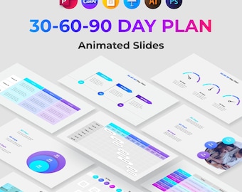 30 60 90 Day Plan PowerPoint Presentation. 30 60 90 Day Plan Canva Template. Animated Infographic. Customizable Business Strategy Slide Deck