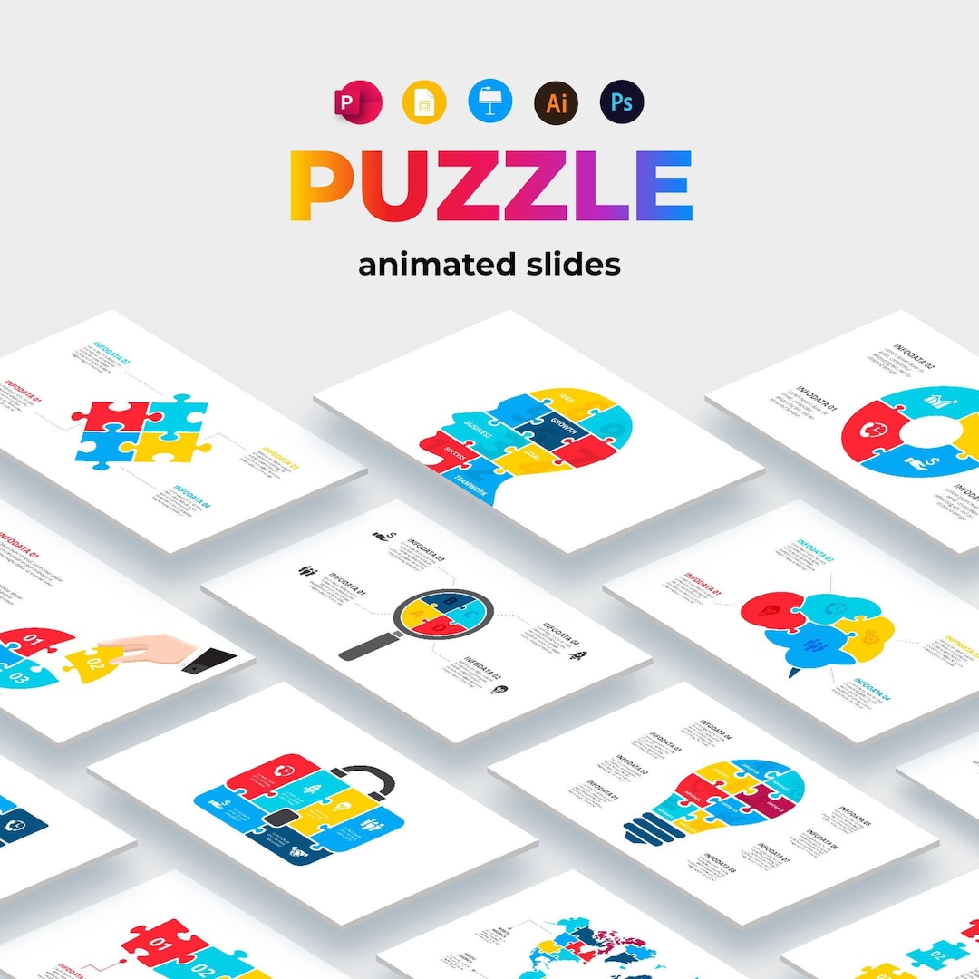 Puzzle Powerpoint Template | Animated Infographic Slides With 500 Icons ...