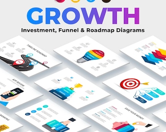Modelo de PowerPoint e Keynote para Crescimento Empresarial | Diagramas de Investimento, Funil e Roteiro