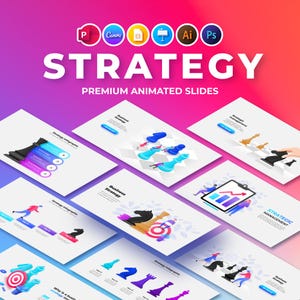 Canva Strategy Template, Animated PowerPoint Template, Infographic Presentation, Business Strategy Keynote Template, Editable Google Slides