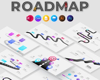 Roadmap and Timeline Animated PowerPoint Infographics. Canva Template. Keynote Presentation. Google Slides Template. Product Roadmap Slides.