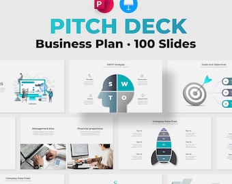 Animated Pitch Deck & Business Plan PowerPoint Template, 100 Dark and Light Slides for Keynote