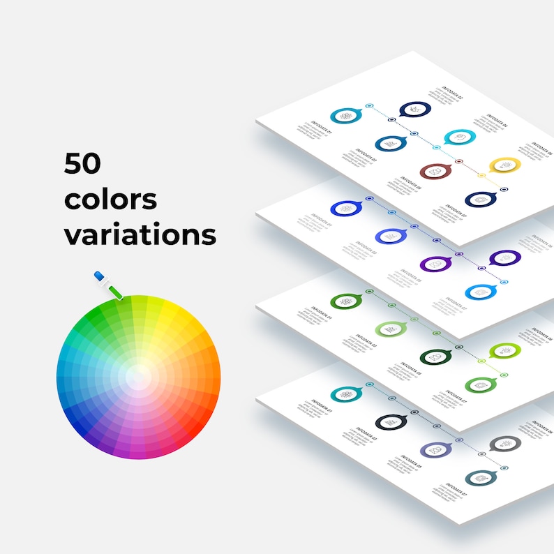 May include: A colour wheel with 50 colour variations, showing different shades of blue, green, yellow, orange, red, purple, and pink. The colour wheel is a visual representation of the colour spectrum.
