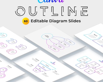 Outline Diagram Slides for Canva | Editable Minimal Infographic Presentation