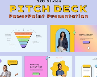 Modelo de PowerPoint animado para apresentação a investidores (120 slides)