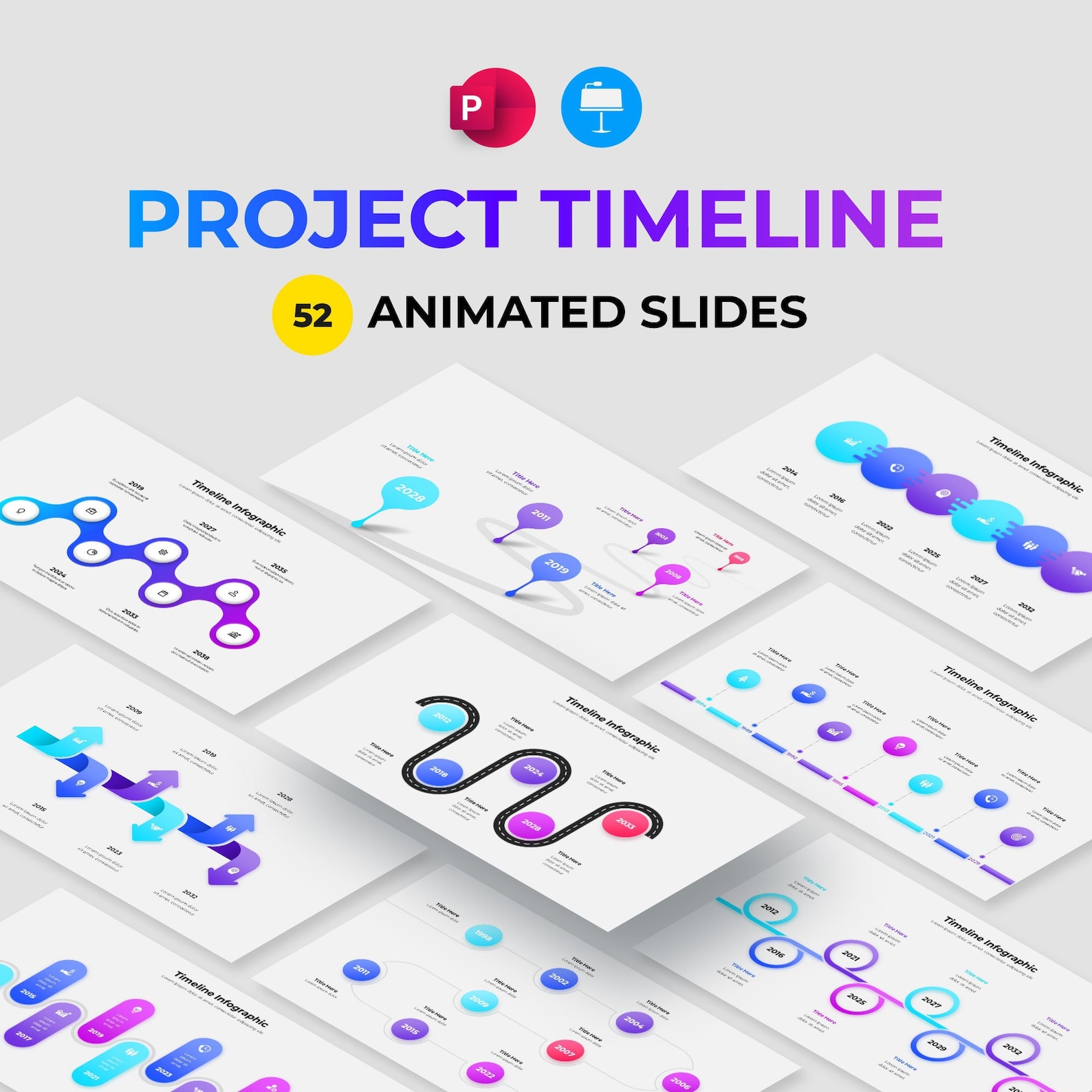 Animated Timeline Powerpoint Template | Milestone Roadmap Infographics ...