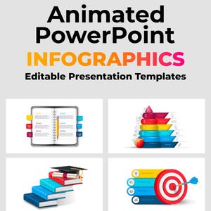 Animowane infografiki PowerPoint, kreatywne szablony prezentacji, edytowalne grafiki programu Illustrator, 500 ikon