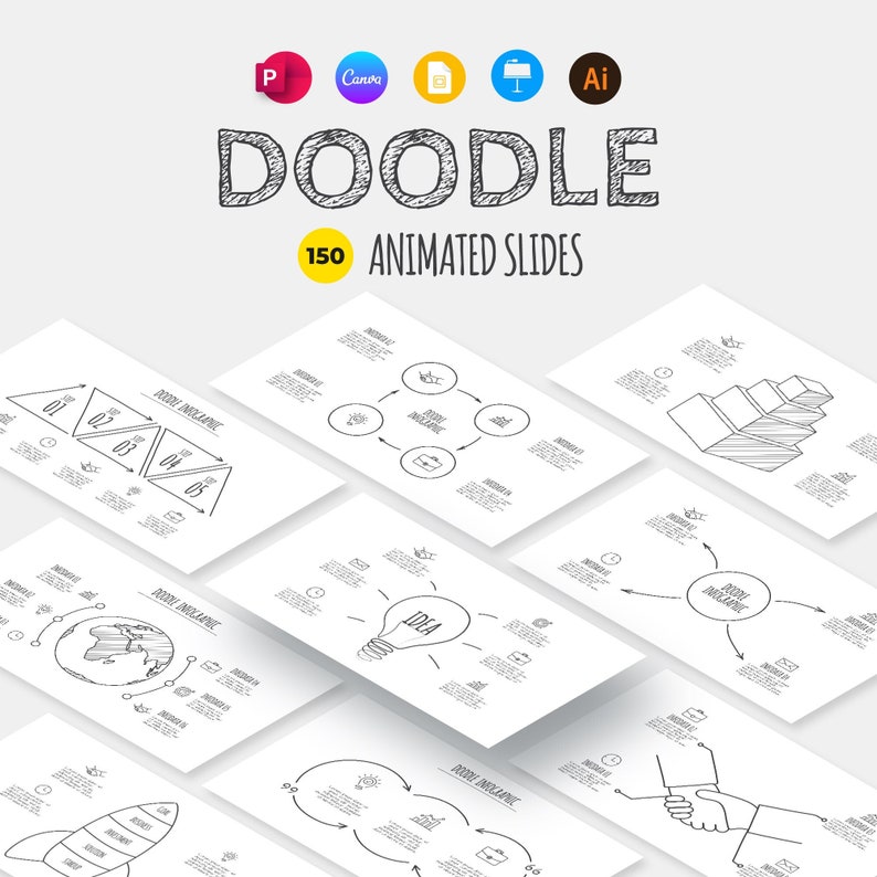 Doodle Powerpoint Template, Canva Template, Animated Infographic, Canva ...