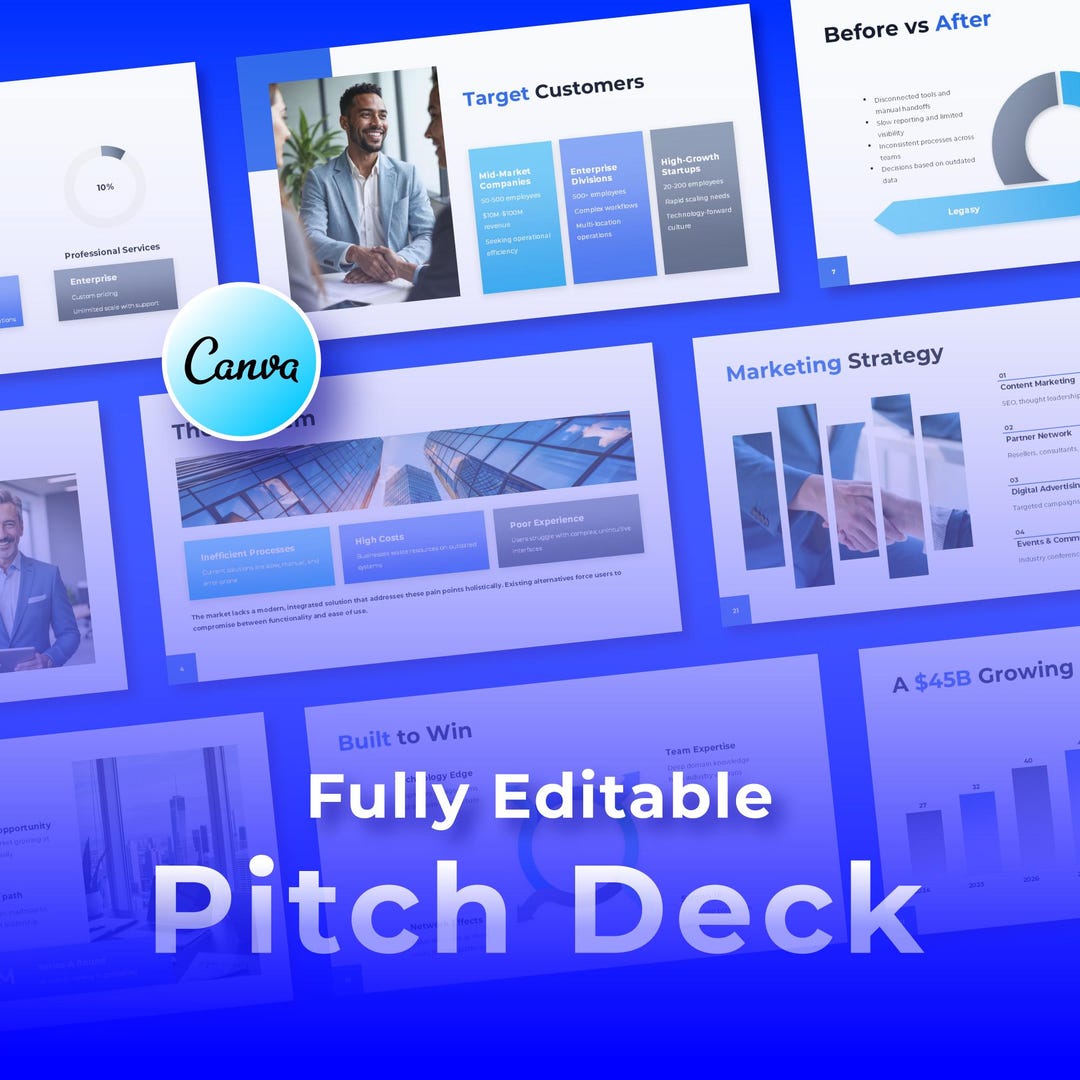 Canva Pitch Deck Template, Business Presentation Slides, Startup ...