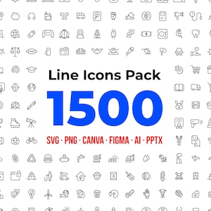 Paquete de 1500 iconos SVG lineales, iconos vectoriales para negocios, diseño web, PowerPoint, Canva y Figma.