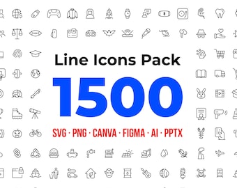 1500 SVG Line Icons Pack, Vector Icons for Business, Website Design, PowerPoint, Canva and Figma