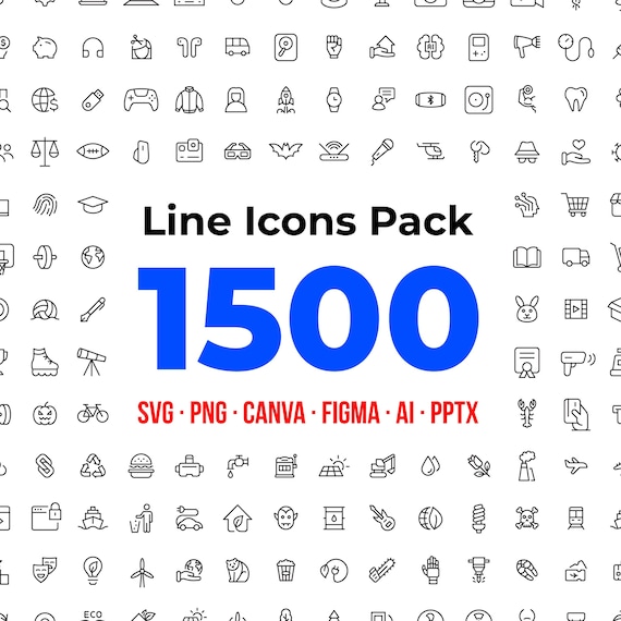 1500 SVG Line Icons Pack, Vector Icons for Business, Website Design, PowerPoint, Canva and Figma