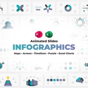 Geanimeerde sjablonen voor zakelijke PowerPoint-infographics | Bewerkbare presentatiedia's | Tijdlijnen, pijlen en puzzeldiagrammen | Kaarten en pictogrammen