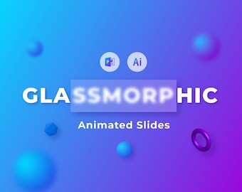 Glassmorphism Animated PowerPoint Template | Infographic Diagrams | Frosted Glass Effect