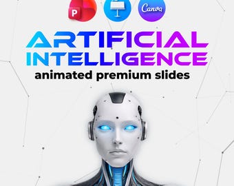 Artificial Intelligence Animated Slides. AI Presentation Editable Template for PowerPoint, Canva & Keynote. Futuristic AI Infographic Deck.