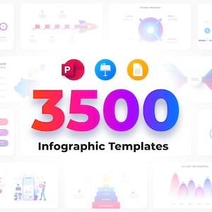 Paquete de 3500 diapositivas animadas para PowerPoint / Diagramas infográficos, mapas y gráficos de Excel / Estilo Doodle, Neumórfico y Glassmórfico, 2250 iconos