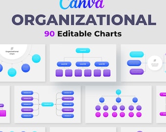 Canva Organizational Chart Templates: 90 Editable Slides (Digital Download)