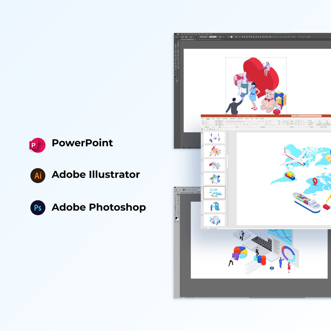 Isometric Powerpoint Template. Editable Slides for Business ...
