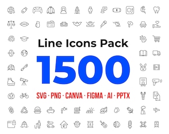 1500 SVG Line Icons Pack, Vector Icons for Business, Website Design, PowerPoint, Canva and Figma