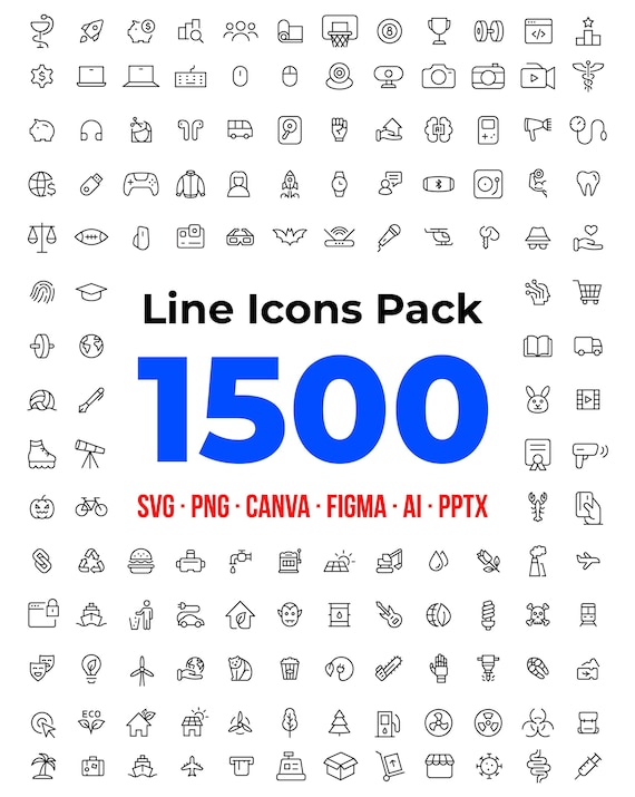 1500 SVG Line Icons Pack, Vector Icons for Business, Website Design, PowerPoint, Canva and Figma