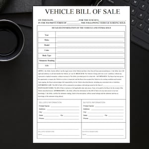 Vehicle Bill of Sale, w/Receipt Form Print and Go image 1