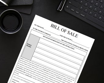 Bill of Sale, General Sale w/Receipt Form - Print and Go