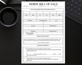 Horse Bill of Sale, w/Proof of Delivery Form - Download, Print and Go