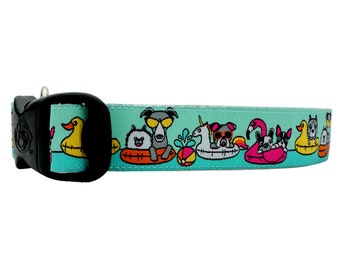 3 Dirty Dawgz Flamingo Dog Collar Unicorn Dog Collar Summer Dog Collar Boston Terrier Dog Collar Adjustable for Medium Large and XLarge Dogs