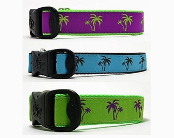 Palm Trees Florida Palm Beach Preppy Ribbon Summer Exclusive Dog Collars