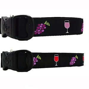 Designer Preppy Ribbon Vineyard Wine Glasses Grapes Red Wine Pink Wine Elegant Blush Wine Dog Collar for Medium Large and XLarge Dogs