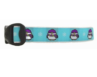 3 Dirty Dawgz Cute Adorable Winter Snowy Scarved One of A Kind Unique Penguins Christmas Dog Collars for Medium Large and XLarge Dogs