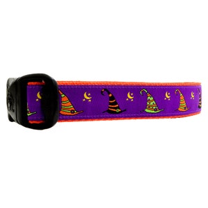 3 Dirty Dawgz Purple Witch Hats Moon and Stars Wizard Halloween Dog Collar for Small Medium Large  Xlarge XL Dogs 1&quot; Width