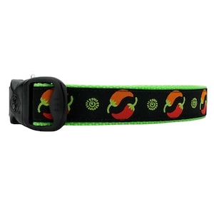 3 Dirty Dawgz Adjustable 1&quot; Southwestern May 5th Mexican Mexico Hot Chili Pepper Cinco De Mayo Dog Collars for Medium Large and X-Large Dogs