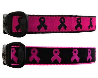 Pink Ribbon Dog Collar, Breast Cancer Awareness Dog Collar, Ribbon Collar, Pink Cancer Awareness Dog Collar