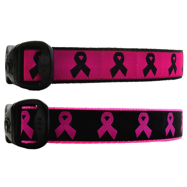 Pink Ribbon Dog Collar, Breast Cancer Awareness Dog Collar, Ribbon Collar, Pink Cancer Awareness Dog Collar