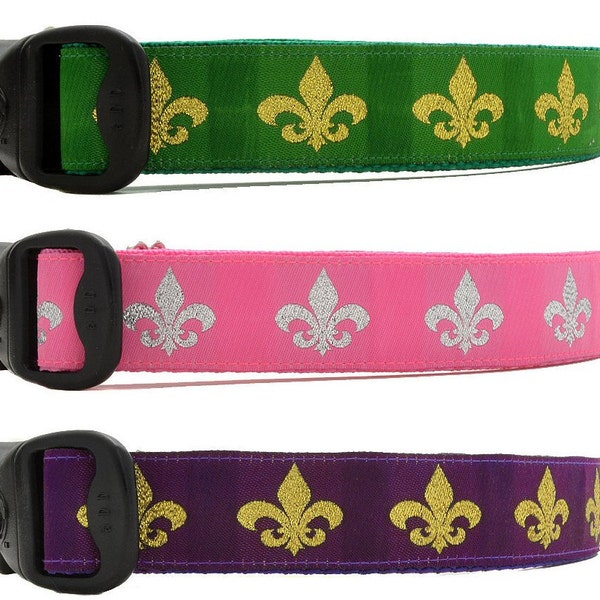 Fleur De Lis Dog Collars, Pink Fleur De Lis Dog Collar, NOLA Dog Collars