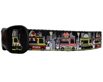 3 Dirty Dawgz Cool Taco & Pizza Awesome and Cool Food Trucks Dog Collar for Medium Large and XLarge Dogs