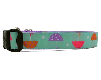 3 Dirty Dawgz Summer Seasonal Rain Umbrella Spring Umbrellas Polka Dot Dog Collar for Medium Large and XLarge Dogs