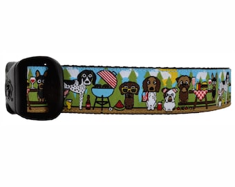 3 Dirty Dawgz Cool Patriotic Summer Picnic BBQ July 4th Nature Awesome Outdoor Dog Collar for Medium Large and XLarge Dogs